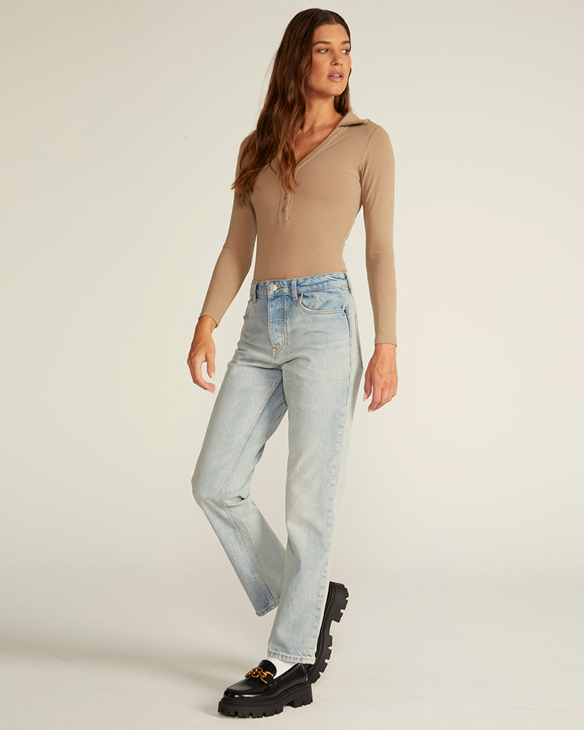 Rib Collar Long Sleeve Bodysuit