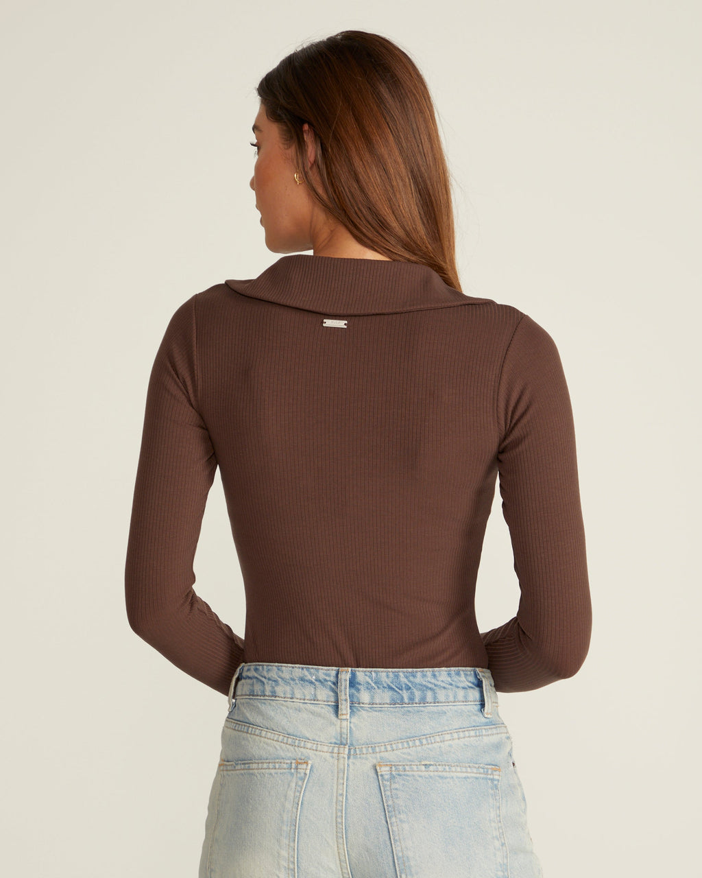 Rib Collar Long Sleeve Bodysuit
