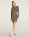 Rib Long Sleeve Split Hem Dress