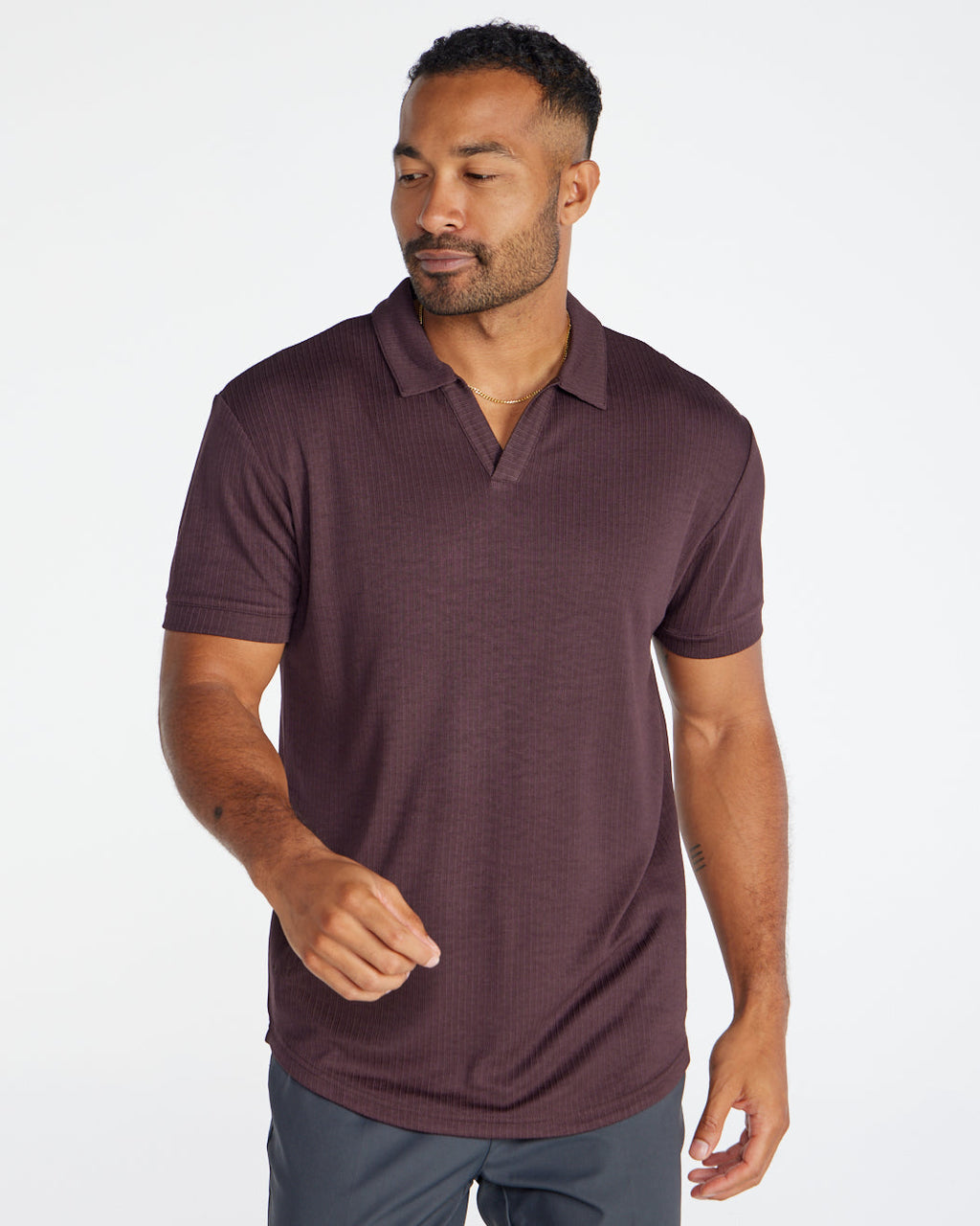 2-Item Ribbed Short Sleeve Open V Polo Bundle