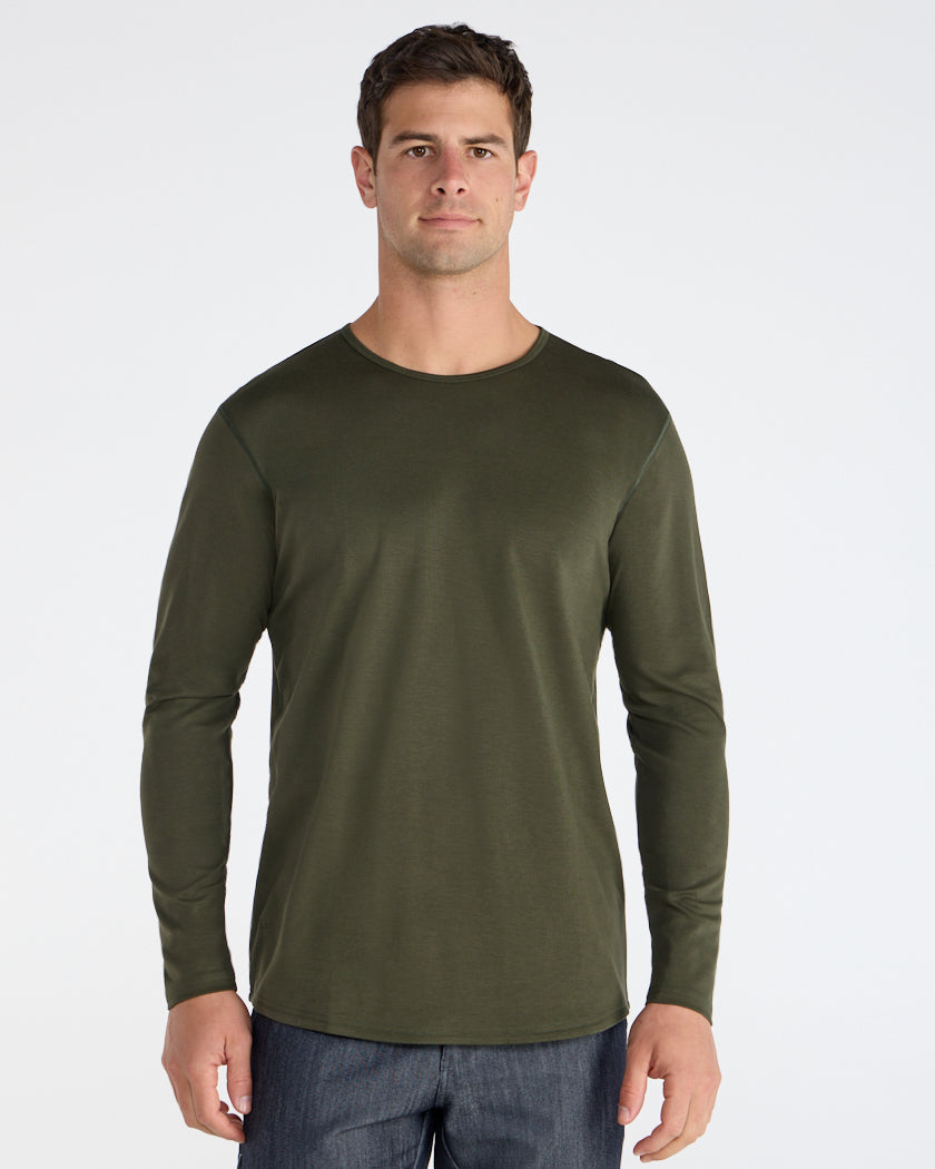 Cotton Long Sleeve Drop-Cut