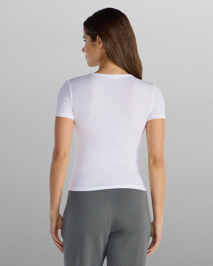 Modal Micro Rib Fitted Short Sleeve