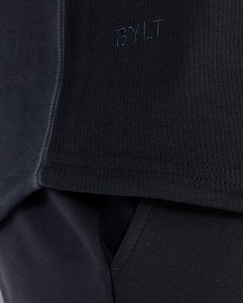 Micro Rib Short Sleeve Drop-Cut