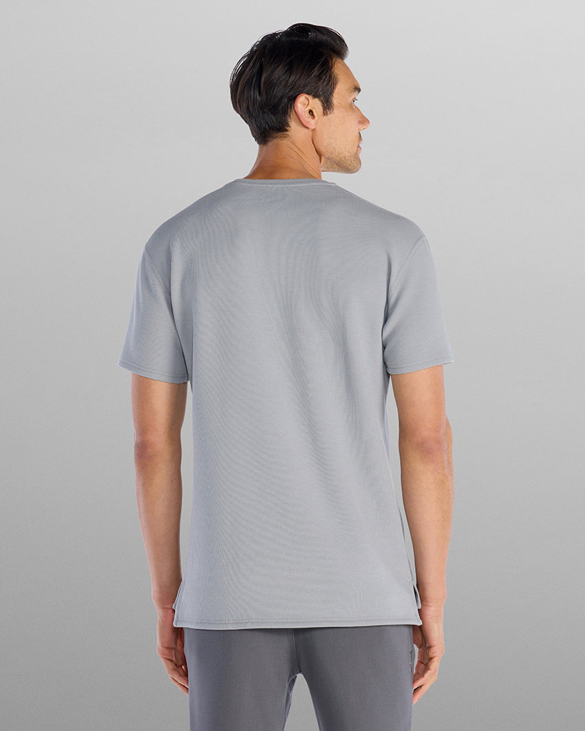 Micro Rib Short Sleeve Split-Hem