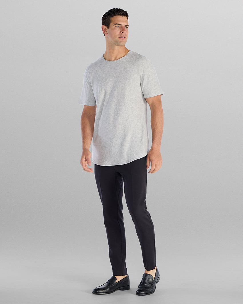 Brushed Herringbone Short Sleeve Drop- Cut