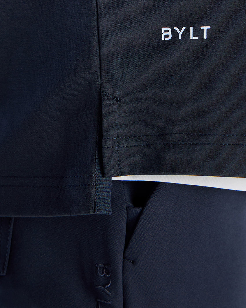 LUX Stand Collar Short Sleeve Button Down