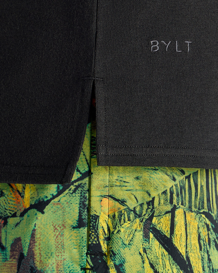 Slub Split Hem Polo