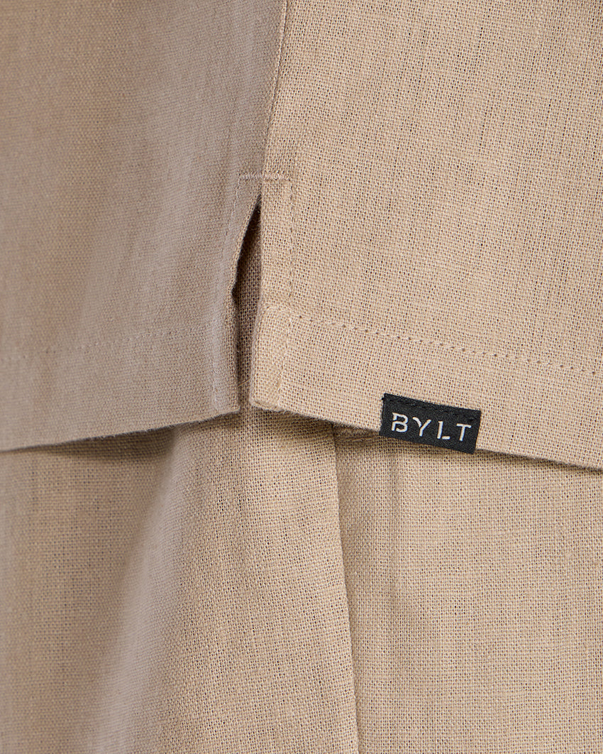 Back to Basics Linen Camp Collar Button Down