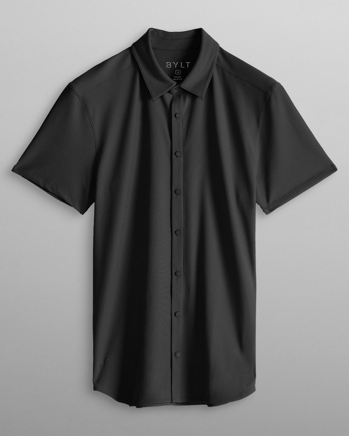 Ribbed+ Short Sleeve Button Down
