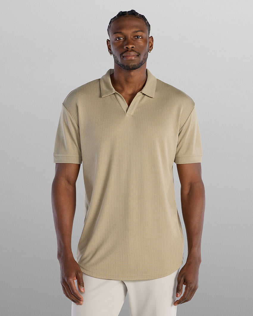 2-Item Ribbed Short Sleeve Open V Polo Bundle