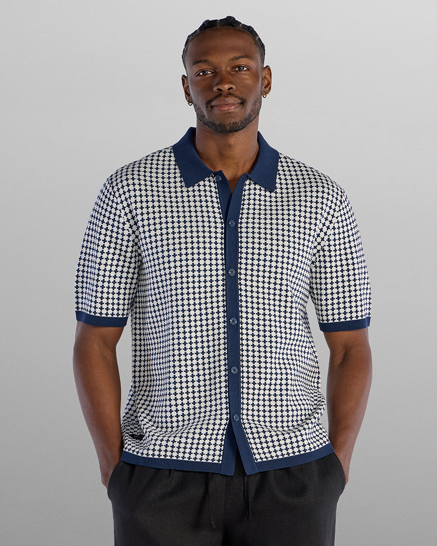 TechKnit Club Short Sleeve Button Down