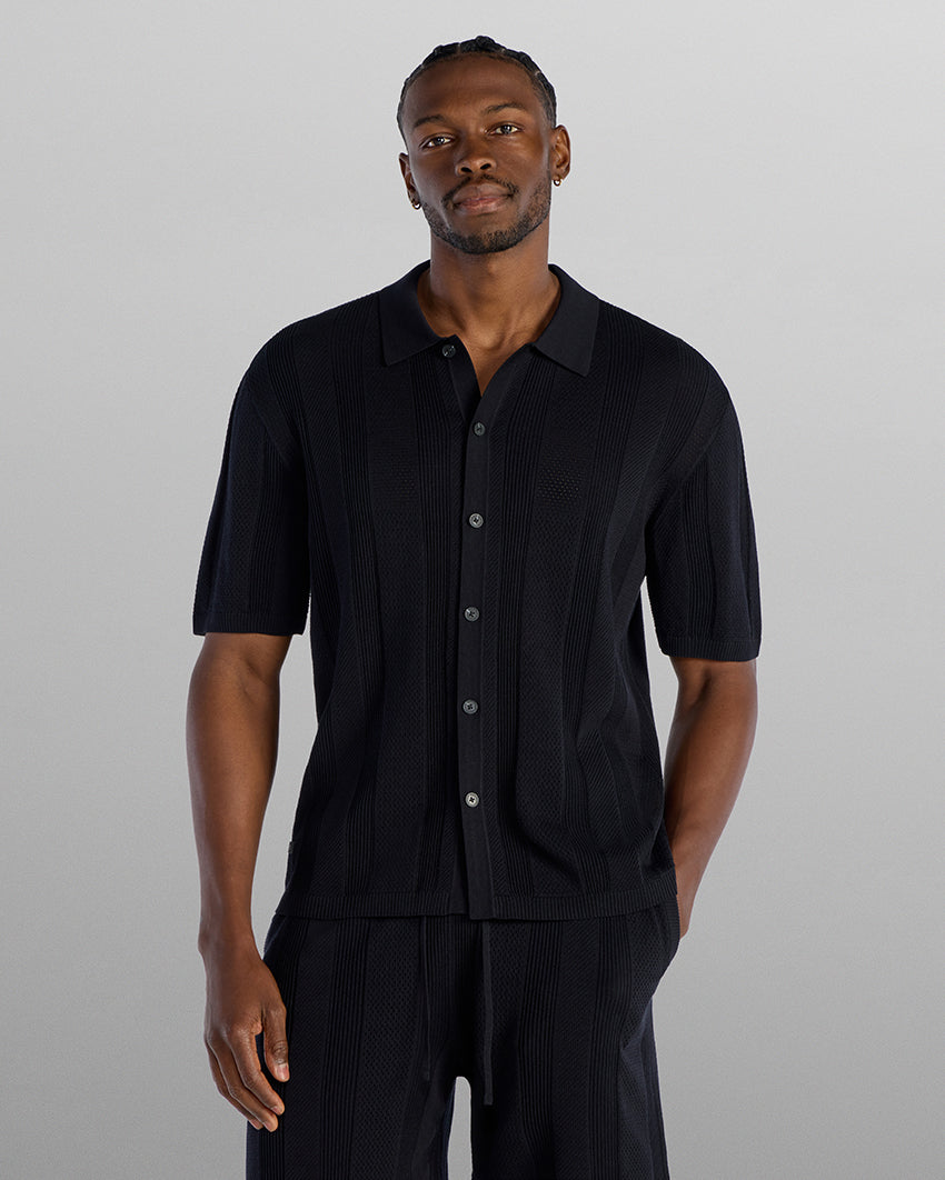 TechKnit Club Short Sleeve Button Down