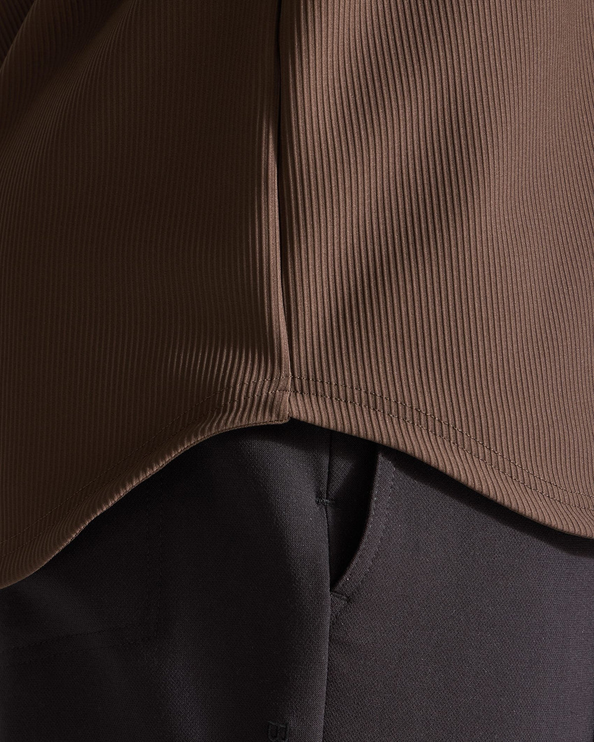 Ribbed+ Long Sleeve Button Down