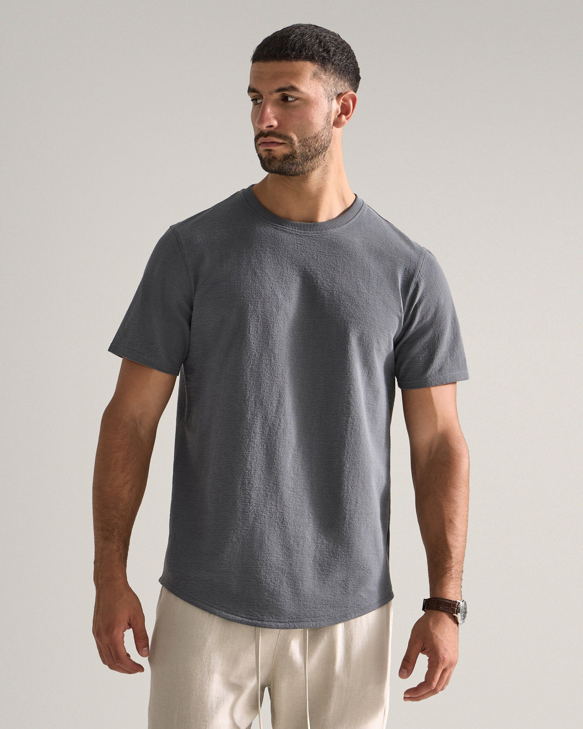 Slub Short Sleeve Drop-Cut
