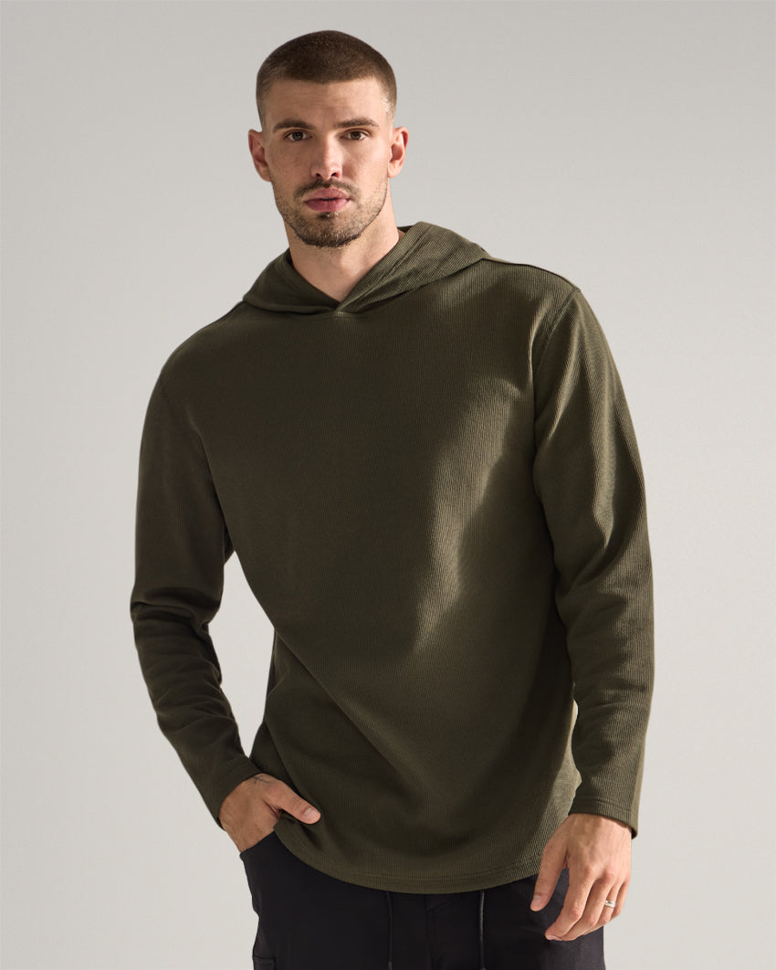 Thermal Hooded Drop-Cut Long Sleeve