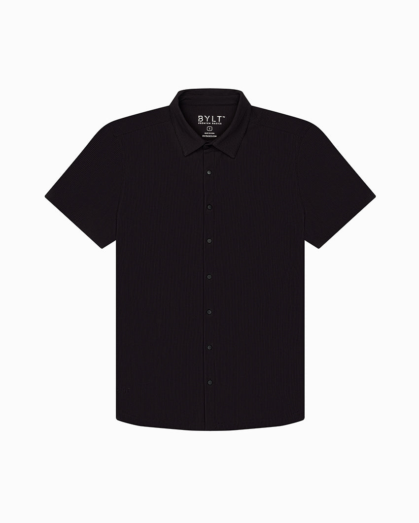 Ribbed+ Short Sleeve Button Down