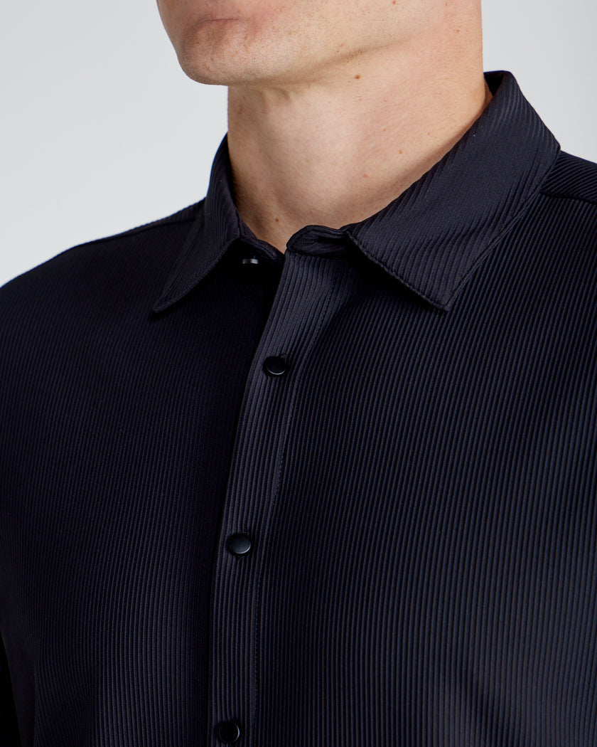 Ribbed+ Short Sleeve Button Down