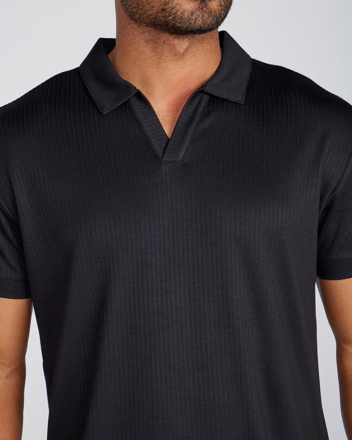 2-Item Ribbed Short Sleeve Open V Polo Bundle