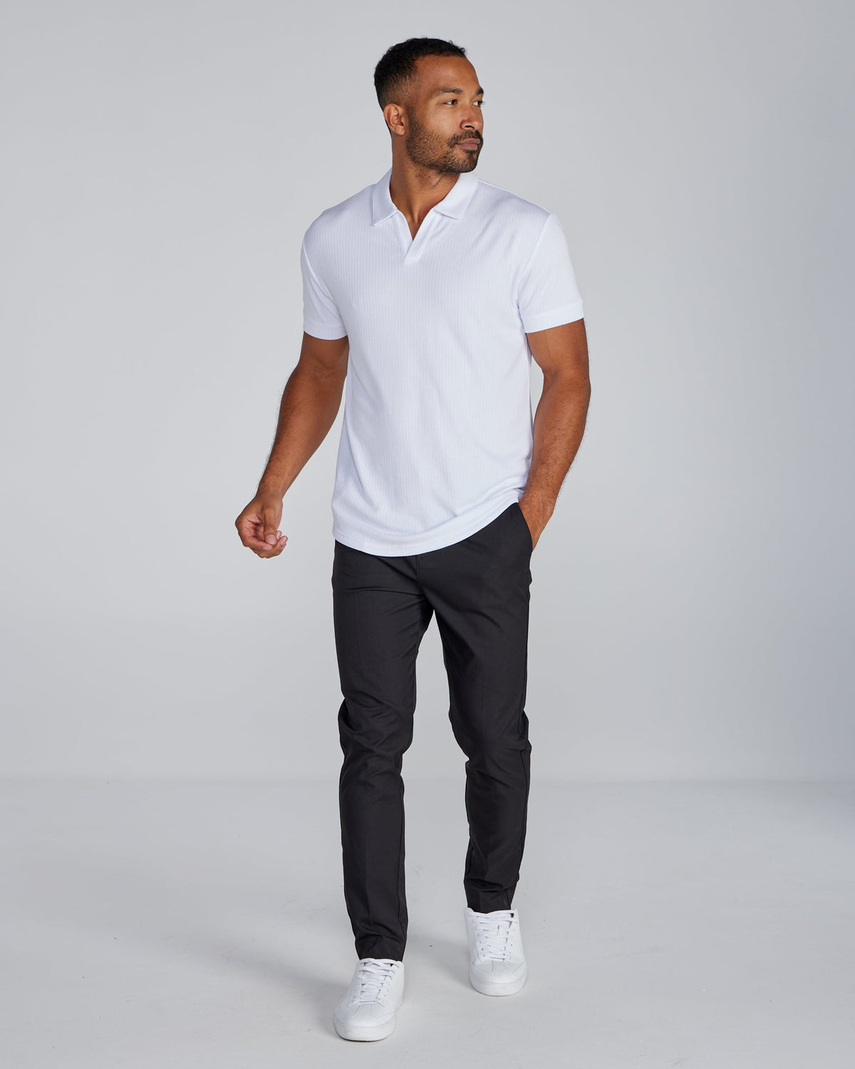 2-Item Ribbed Short Sleeve Open V Polo Bundle