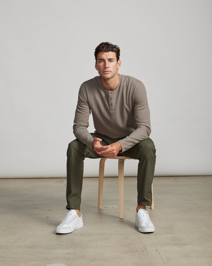 Thermal Henley Drop-Cut Long Sleeve