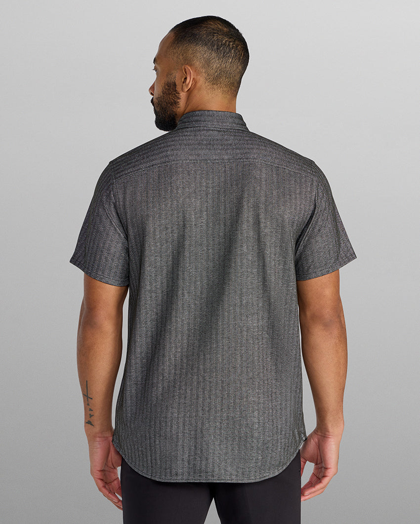 Herringbone Short Sleeve Button Down