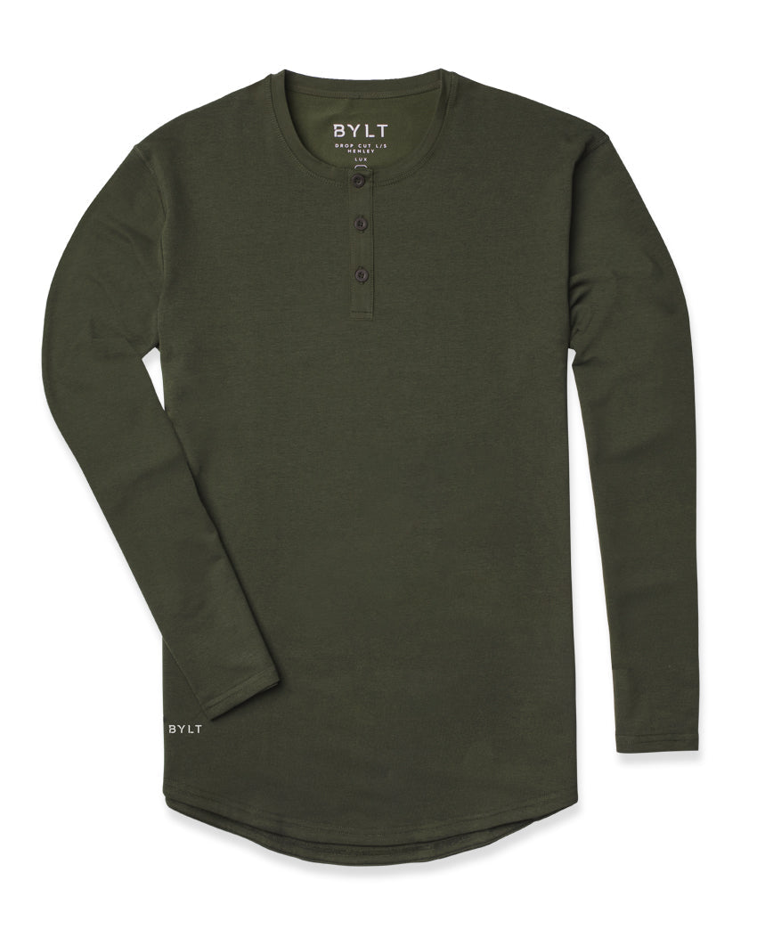 Henley Drop-Cut Long Sleeve: LUX - Custom 3 Pack