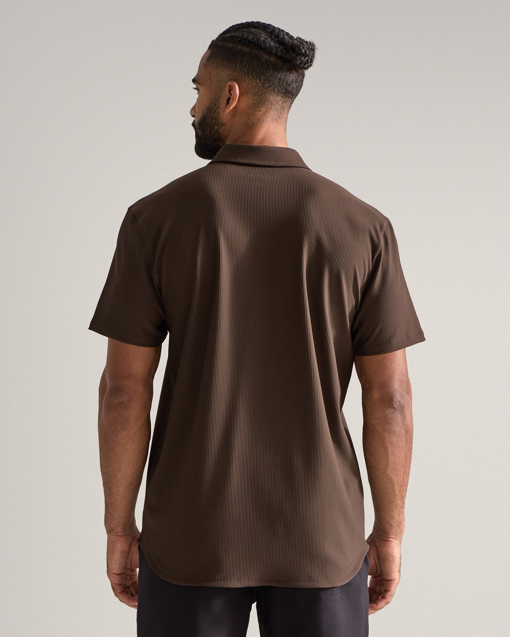 Ribbed+ Short Sleeve Button Down
