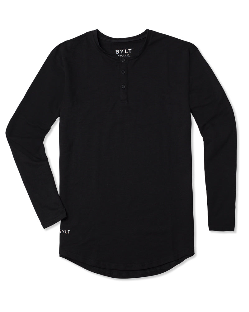 Henley Drop-Cut Long Sleeve: BYLT Signature - Custom 3 Pack